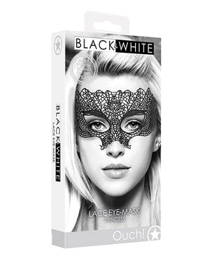 Ouch Shots Ouch Black &amp; White Lace Eye Mask - Princess Black - Image 2