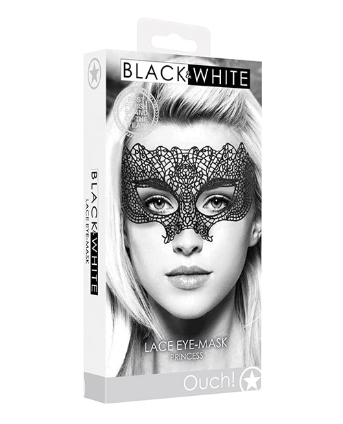 Ouch Shots Ouch Black &amp; White Lace Eye Mask - Princess Black - Image 2