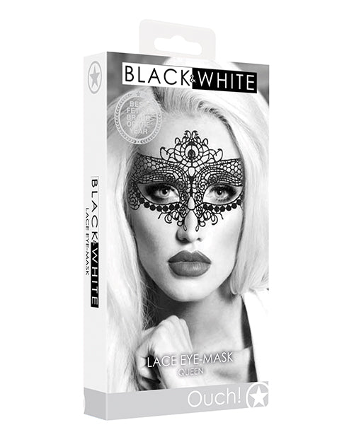 Ouch Shots Ouch Black &amp; White Lace Eye Mask - Queen Black