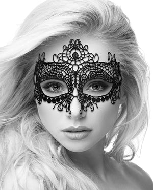 Ouch Shots Ouch Black &amp; White Lace Eye Mask - Queen Black - Image 2