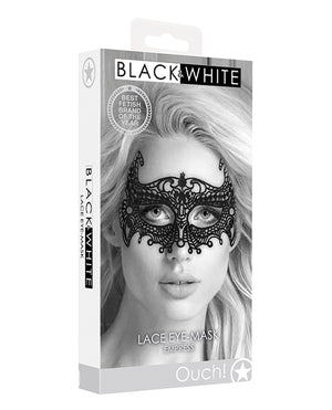 Ouch Shots Ouch Black &amp; White Lace Eye Mask - Empress Black - Image 3