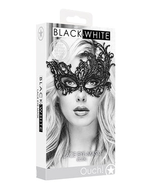 Ouch Shots Ouch Black &amp; White Lace Eye Mask - Royal Black