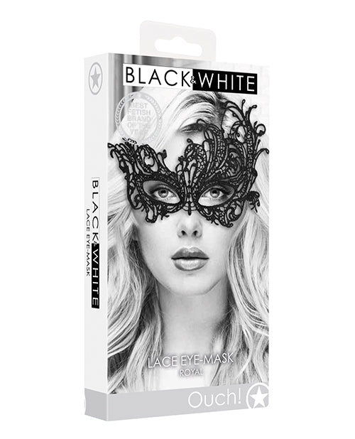 Ouch Shots Ouch Black &amp; White Lace Eye Mask - Royal Black