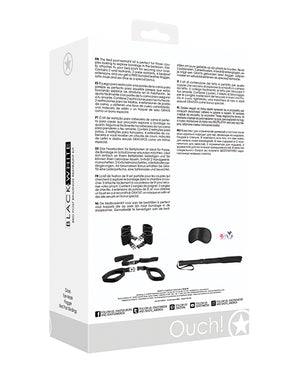 Ouch Shots Ouch Black &amp; White Bed Post Bindings Restraint Kit - Black - Image 2