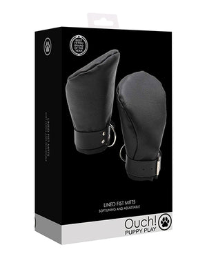 Ouch Shots Ouch Puppy Play Lined Fist Mitts - Black - Image 3