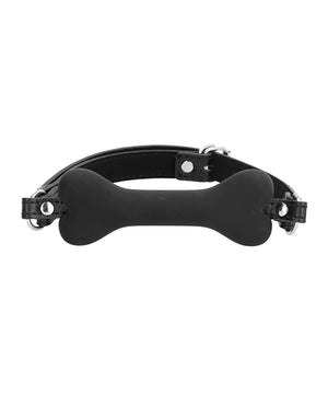 Ouch Shots Ouch Puppy Play Silicone Bone Gag - Black - Image 3