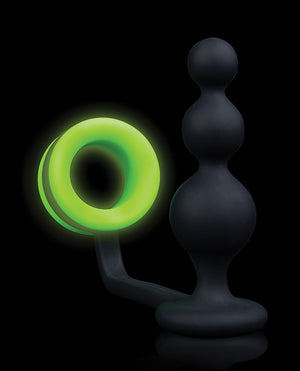 Ouch Shots Ouch Beads Butt Plug w/Cock Ring - Glow in the Dark - Image 4