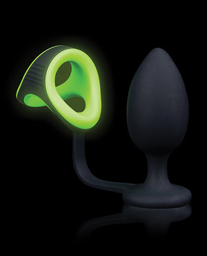 Ouch Shots Ouch Butt Plug w/Cock Ring &amp; Ball Strap - Glow in the Dark - Image 4