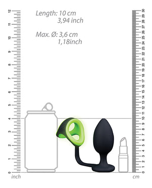 Ouch Shots Ouch Butt Plug w/Cock Ring &amp; Ball Strap - Glow in the Dark - Image 5