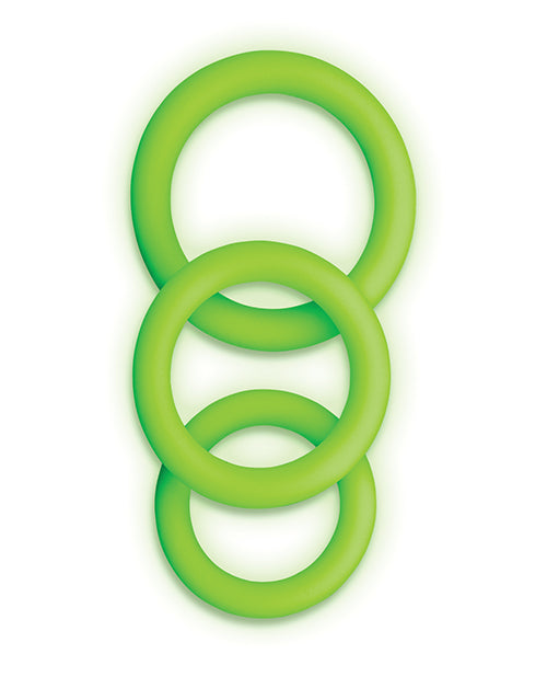 Ouch Shots Ouch 3 pc Cock Ring Set - Glow in the Dark - Image 2