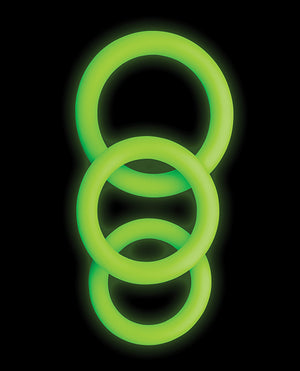 Ouch Shots Ouch 3 pc Cock Ring Set - Glow in the Dark - Image 3