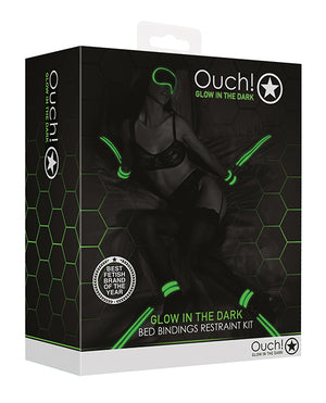 Ouch Shots Ouch Bed Bindings Restraint Kit - Glow in the Dark