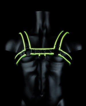 Ouch Shots Ouch Chest Bulldog Harness - Glow in the Dark S/M - Image 3