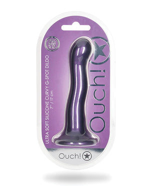 Ouch Shots Ouch 7" Curvy G-Spot Dildo - Metallic Purple
