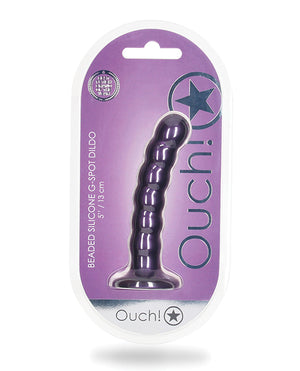 Ouch Shots Ouch 5" Beaded G-Spot Dildo - Metallic Purple