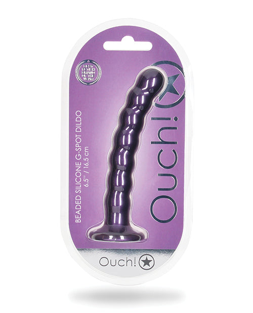 Ouch Shots Ouch 6.5" Beaded G-Spot Dildo - Metallic Purple