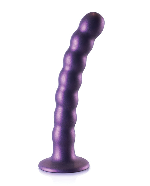 Ouch Shots Ouch 6.5" Beaded G-Spot Dildo - Metallic Purple - Image 2