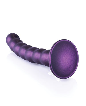 Ouch Shots Ouch 6.5" Beaded G-Spot Dildo - Metallic Purple - Image 4