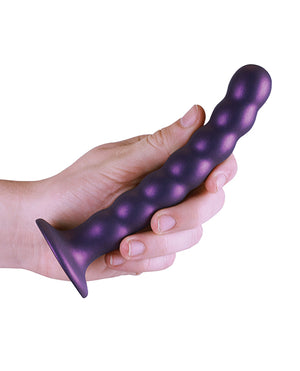 Ouch Shots Ouch 6.5" Beaded G-Spot Dildo - Metallic Purple - Image 5
