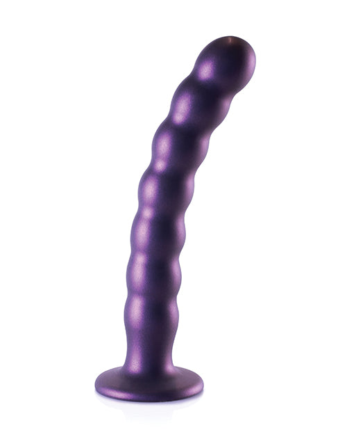 Ouch Shots Ouch 8" Beaded G-Spot Dildo - Metallic Purple - Image 2
