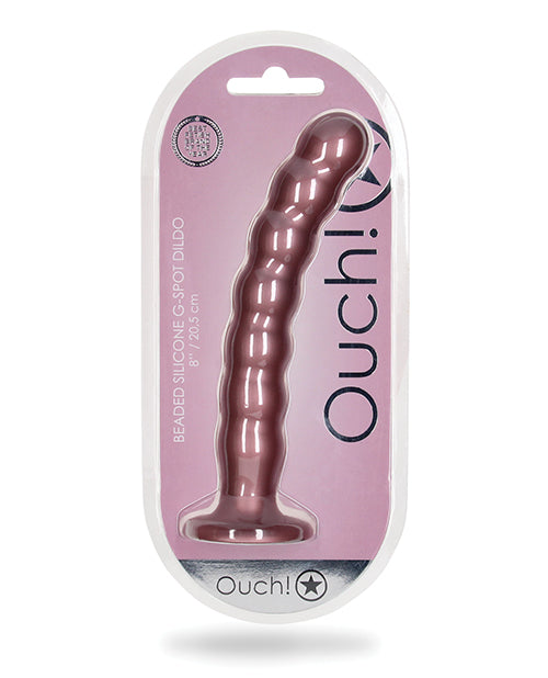 Ouch Shots Ouch 8" Beaded G-Spot Dildo - Rose Gold