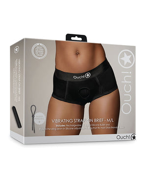 Ouch Shots Ouch Vibrating Strap On Brief - Black M/L
