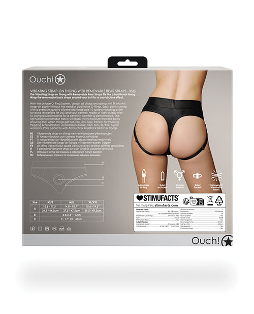 Ouch Shots Ouch Vibrating Strap On Thong w/Removable Rear Straps - Black XS/S - Image 2