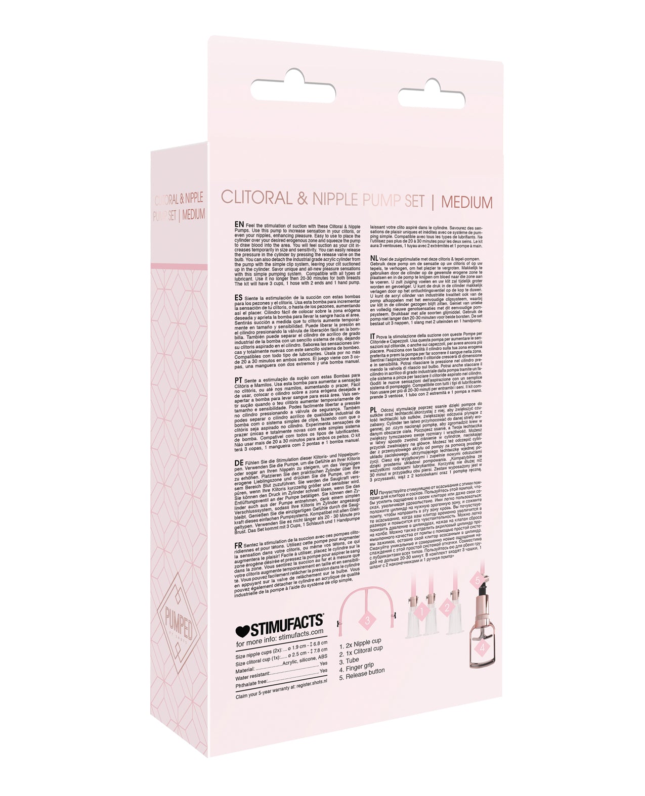 Pumped Shots Pumped Clitoral &amp; Nipple Pump Set - Medium Rose Gold