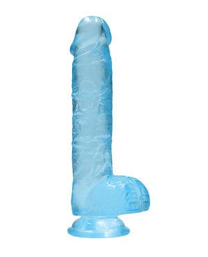 RealRock Shots RealRock Realistic Crystal Clear 6" Dildo w/Balls - Blue - Image 3