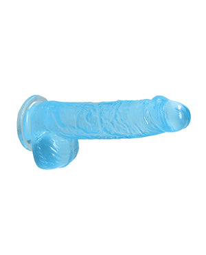 RealRock Shots RealRock Realistic Crystal Clear 6" Dildo w/Balls - Blue - Image 4