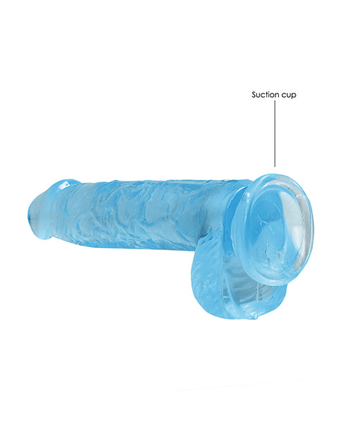 RealRock Shots RealRock Realistic Crystal Clear 6" Dildo w/Balls - Blue
