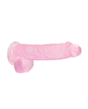 RealRock Shots RealRock Realistic Crystal Clear 6" Dildo w/Balls - Pink - Image 5