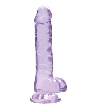 RealRock Shots RealRock Realistic Crystal Clear 7" Dildo w/Balls - Purple