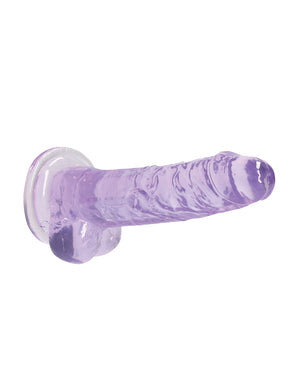 RealRock Shots RealRock Realistic Crystal Clear 7" Dildo w/Balls - Purple - Image 3