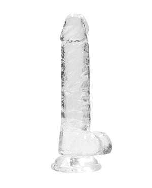 RealRock Shots RealRock Realistic Crystal Clear 7" Dildo w/Balls - Transparent Clear - Image 3
