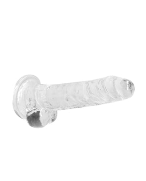 RealRock Shots RealRock Realistic Crystal Clear 7" Dildo w/Balls - Transparent Clear - Image 4