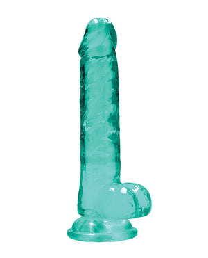RealRock Shots RealRock Realistic Crystal Clear 7" Dildo w/Balls - Turquoise - Image 3