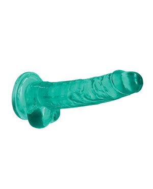 RealRock Shots RealRock Realistic Crystal Clear 7" Dildo w/Balls - Turquoise - Image 4