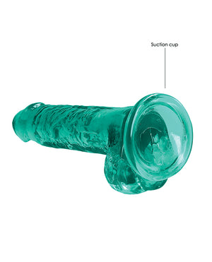 RealRock Shots RealRock Realistic Crystal Clear 7" Dildo w/Balls - Turquoise - Image 5