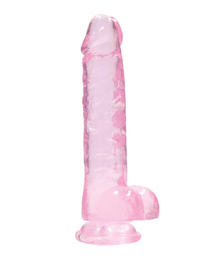 RealRock Shots RealRock Realistic Crystal Clear 8" Dildo w/Balls - Pink - Image 4