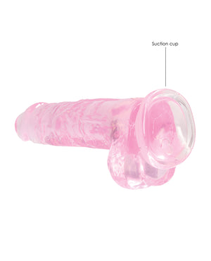 RealRock Shots RealRock Realistic Crystal Clear 8" Dildo w/Balls - Pink - Image 2