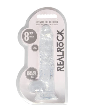 RealRock Shots RealRock Realistic Crystal Clear 8" Dildo w/Balls - Transparent Clear - Image 3
