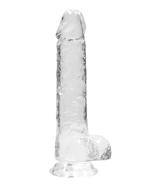 RealRock Shots RealRock Realistic Crystal Clear 8" Dildo w/Balls - Transparent Clear