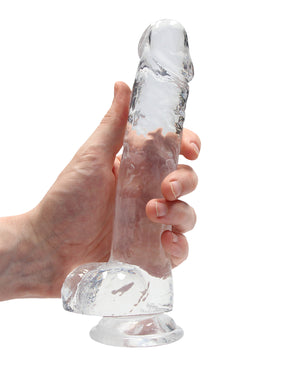 RealRock Shots RealRock Realistic Crystal Clear 8" Dildo w/Balls - Transparent Clear - Image 2