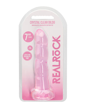 RealRock Shots RealRock Crystal Clear Non Realistic 7" Dildo - Pink - Image 4