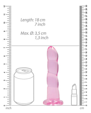 RealRock Shots RealRock Crystal Clear Non Realistic 7" Dildo - Pink - Image 3