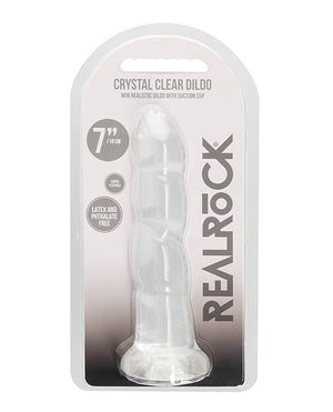 RealRock Shots RealRock Crystal Clear 7" Rippled Dildo - Transparent
