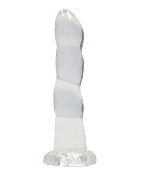 RealRock Shots RealRock Crystal Clear 7" Rippled Dildo - Transparent - Image 2