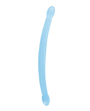 RealRock Shots RealRock Crystal Clear 17" Double Dildo - Blue - Image 2