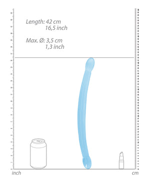 RealRock Shots RealRock Crystal Clear 17" Double Dildo - Blue - Image 4